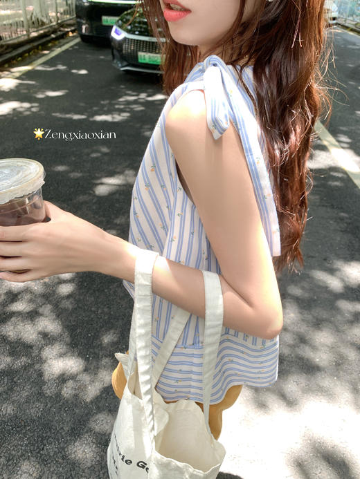 <曾小咸推荐>4.2现货秒杀 ！微信超特价！韩系条纹系带背心 日常129.99 立减60 秒杀69.99！ 商品图12