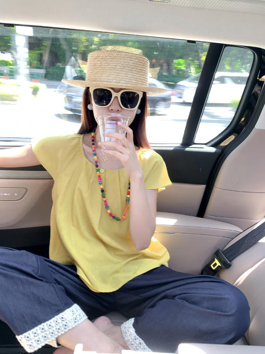 <曾小咸推荐>现货秒杀！微信超特价！花边拼接休闲九分裤 日常169.99 立减80 秒杀89.99！ 黄色短袖 日常139.99 立减60 秒杀79.99！ 商品图4