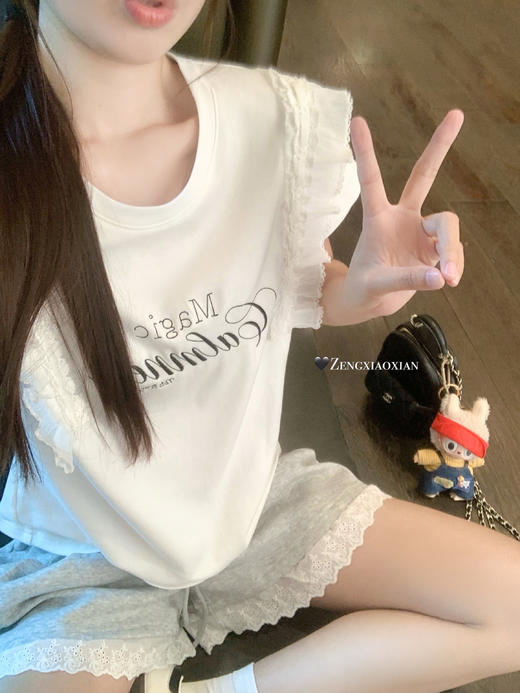 【129元任选2件】现货！韩版花边拼接短袖T 商品图9