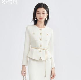 米思阳2026春季法式名媛风复古千金小香风短外套收腰显瘦高腰直筒半身裙女4371