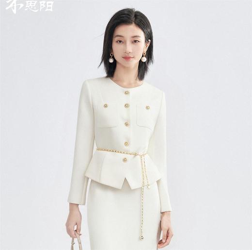 米思阳2026春季法式名媛风复古千金小香风短外套收腰显瘦高腰直筒半身裙女4371 商品图0