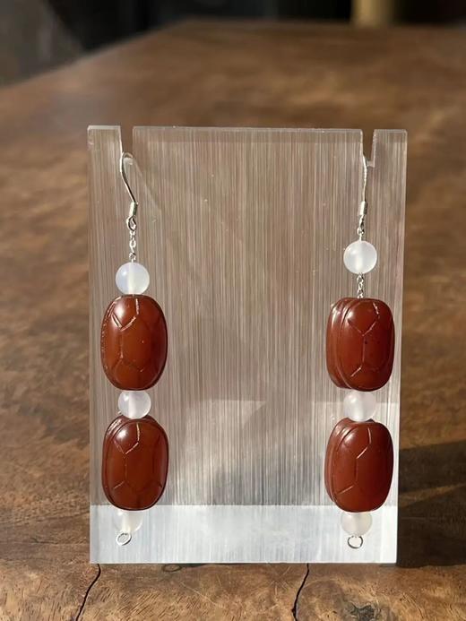 南红玛瑙龟壳形珠项链与耳坠套组，顺丰包邮 商品图3