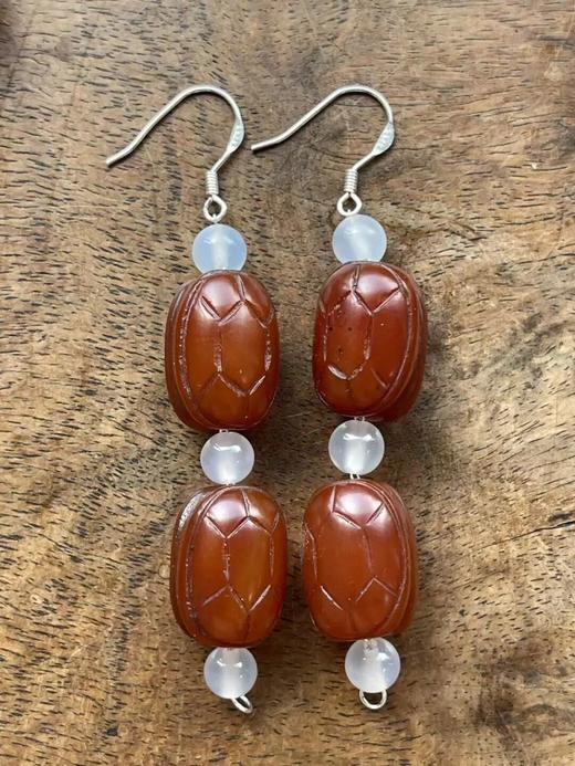 南红玛瑙龟壳形珠项链与耳坠套组，顺丰包邮 商品图4