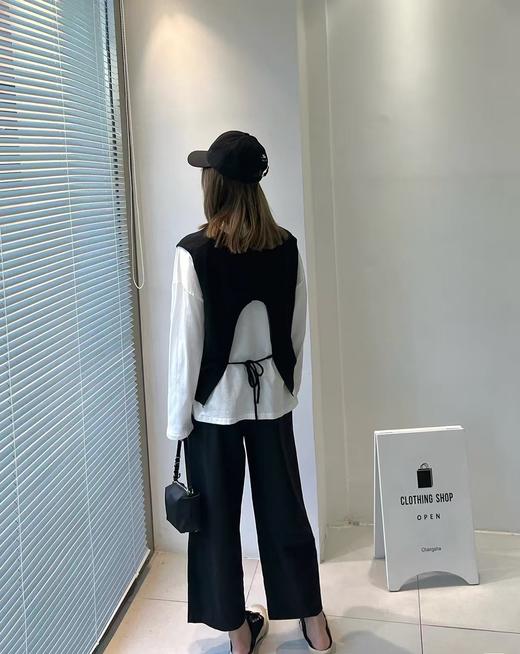 RM729#镂空后背系带V领针织马甲 商品图1