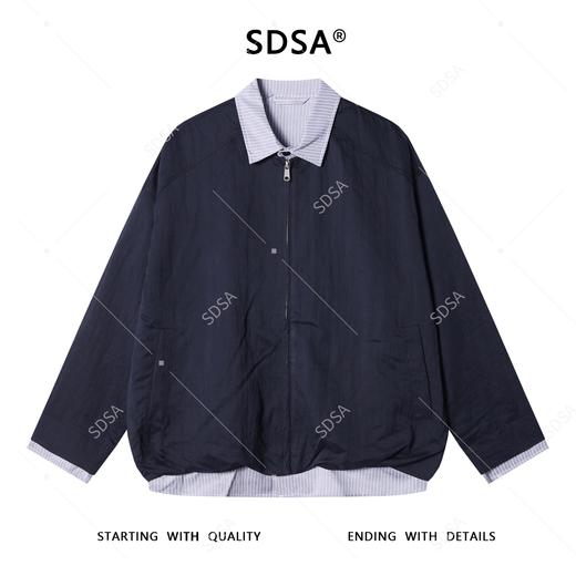 SDSA男士秋冬新款痞帅男装韩版美式拼接翻领拉链假两件夹克外套潮 商品图0