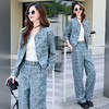 提花时髦牛仔休闲显瘦干练女神减龄两件套 商品缩略图0
