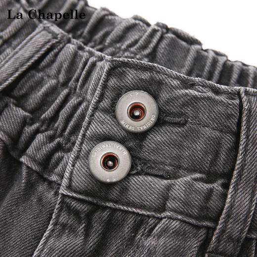 拉夏贝尔/La Chapelle秋季新款复古美式高级灰哈伦裤高腰松紧宽松牛仔裤 商品图4