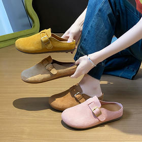 全包/半拖任选【MZT 柔绒搭扣穆勒鞋】精选绒面 触感细腻 上脚舒适 不磨脚 个性扣饰 适配百搭 2CM增高 不挑脚型