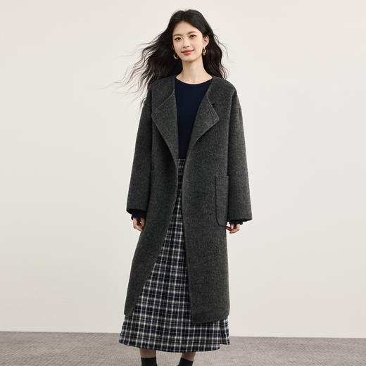 【周末秒杀】熙世界复古长袖针织拼接磨毛格纹内搭假两件连衣裙女2025秋冬新款 商品图4