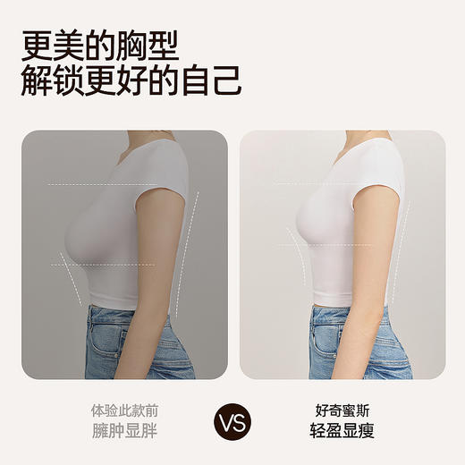 好奇蜜斯无痕内衣女大胸显小胸不空杯超薄防下垂舒适文胸罩套装白  奈可 商品图4