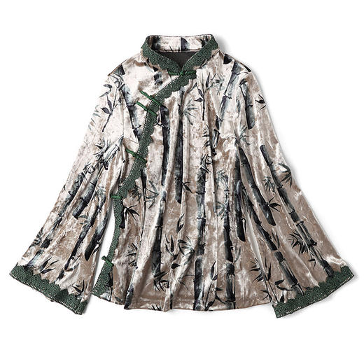 春秋丝绒竹印花立领良修身上衣唐装AYK190926 商品图4