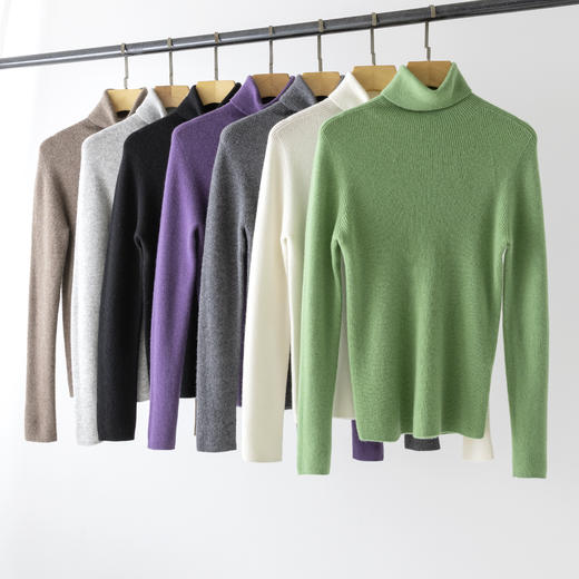 【高品质私服】【无缝羊绒混纺高领坑条长袖】精选了羊绒、羊毛和貉毛这三种顶级材质，做工精致，纹路特别细腻，休闲又日常，上班上学穿都合适YS5806-CC 商品图1