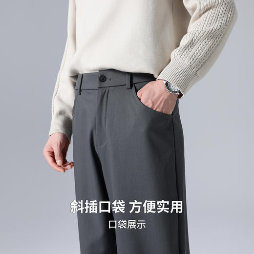 圣得西男士宽松微锥版型休闲裤2025秋季新款复古时尚通勤易搭长裤 商品图7