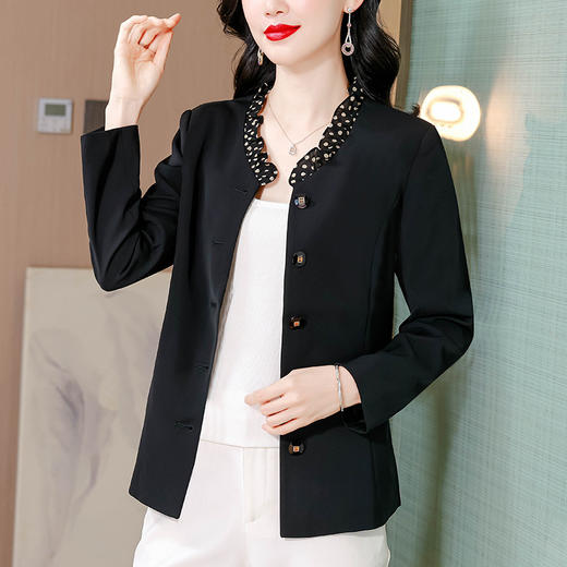 KQL A83N3188木耳边鸡心领西装法式优雅修身短外套 商品图1