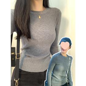 【赵露思同款设计】灰打底衫上衣女秋冬紧身显瘦辣妹毛衣内搭针织长袖。ha