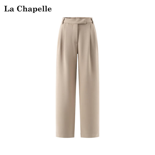 会员福利【高克重+遮胯显腿直】拉夏贝尔/La Chapelle高腰精仿直筒西裤休闲阔腿裤简约宽松垂感通勤长裤 商品图0