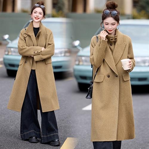 双面羊绒大衣，韩系宽松中长款高端马甲两件套HR-QMC6886 商品图0