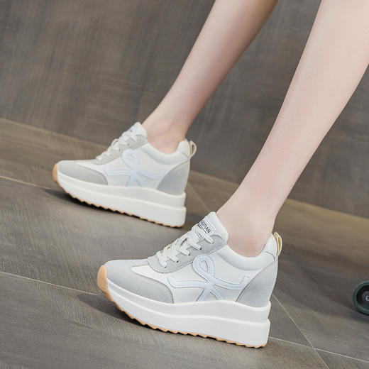 新款阿甘鞋真皮厚底内增高10cm百搭休闲老爹鞋德训单鞋AM1320 商品图1