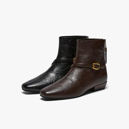 【云粉节】BF楼百思图2025冬季新款通勤方头复古短靴粗跟女时装靴F3051DD5吊牌价799.现价339 商品图0