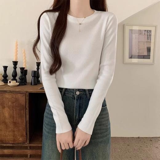 【赵露思同款设计】灰打底衫上衣女秋冬紧身显瘦辣妹毛衣内搭针织长袖。ha 商品图5