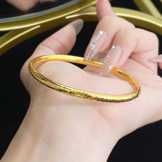 【限时克减150元】足金 #碎碎冰 无氰5D硬金固口空心碎碎冰手镯（面宽约4-4.4mm）(AR5DSZ00079),(预售产品下单后不退款不退货不换货不补差价) 商品图2
