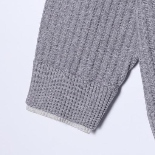 259059SDSA秋冬新款痞帅男装慵懒风竖纹纽扣圆领假两件开衫针织毛衣百搭 商品图4