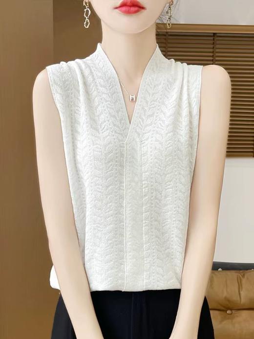 2025夏季新款打底吊带背心女士冰丝无袖t恤V领上衣 商品图3