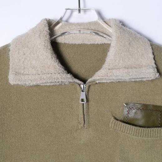 72392SDSA秋冬新款痞帅男装韩版口袋撞色半拉链翻领针织衫毛衣百搭 商品图2