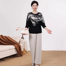 MLL161WP2025秋款妈妈装中老年小衫套装洋气休闲百搭时尚上衣两件套洋气