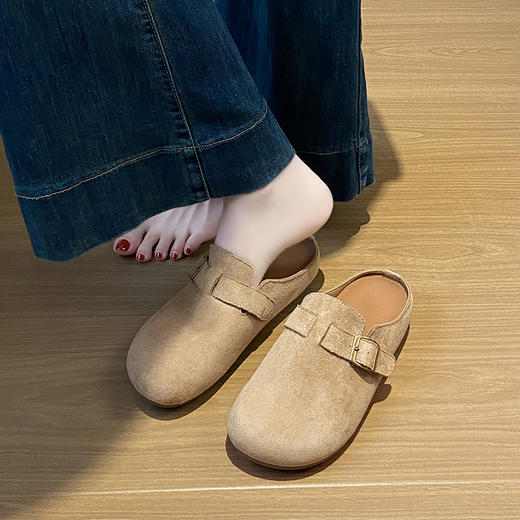 全包/半拖任选【MZT 柔绒搭扣穆勒鞋】精选绒面 触感细腻 上脚舒适 不磨脚 个性扣饰 适配百搭 2CM增高 不挑脚型 商品图6