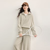 【10/1新品】熙世界休闲运动保暖卫衣套装秋冬女装时尚半拉链上衣阔腿裤两件套 商品缩略图4