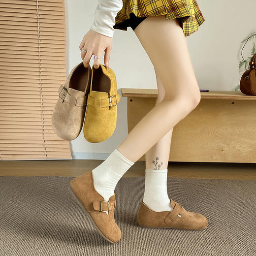 全包/半拖任选【MZT 柔绒搭扣穆勒鞋】精选绒面 触感细腻 上脚舒适 不磨脚 个性扣饰 适配百搭 2CM增高 不挑脚型 商品图4