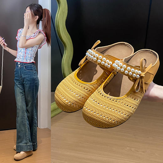 【特妮娜 小香风飞织勃肯鞋】珍珠链条装饰 复刻香NAI儿高级感 轻松穿出小香风氛围感 鞋面镂空网眼设计 吸湿速干内里 夏日告别黏腻感 L# 商品图12