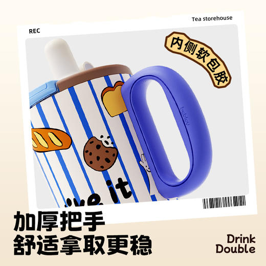 bablov保温杯办公室桌面咖啡杯子陶瓷覆层女生高颜值礼物吸管水杯 商品图4