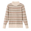 CC 25348复古条纹针织衫漂亮减龄上衣半高领宽松大码 商品缩略图4
