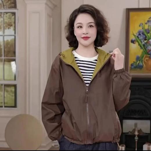 时尚休闲百搭防晒外套女2025夏季新款韩版两面穿宽松撞色连帽上衣 商品图2