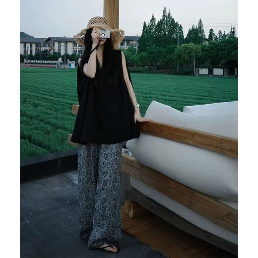 慵懒风必备！【特妮娜 腰果花阔腿裤】复古提花阔腿裤 打造美式复古INS风 轻松穿出大长腿 梨形身材救星 松紧腰加抽绳设计 不挑身材 舒适柔软面料 触感丝滑 不易变形 商品图3