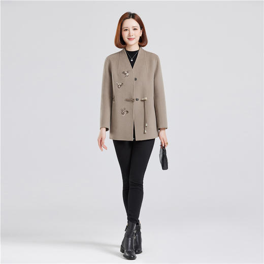 TC 215887双面羊毛大衣大码新中式国风刺绣羊毛呢外套 商品图1