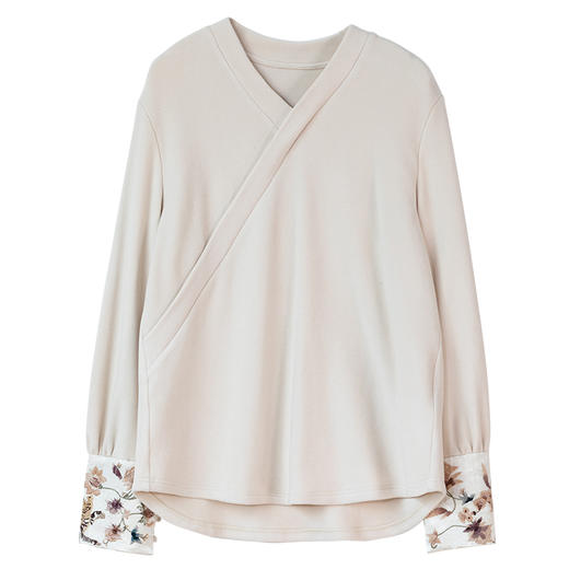 牧衣游原创 机绣绒感T恤女冬季新款柔软亲肤保暖百搭V领上衣 苏格 商品图4