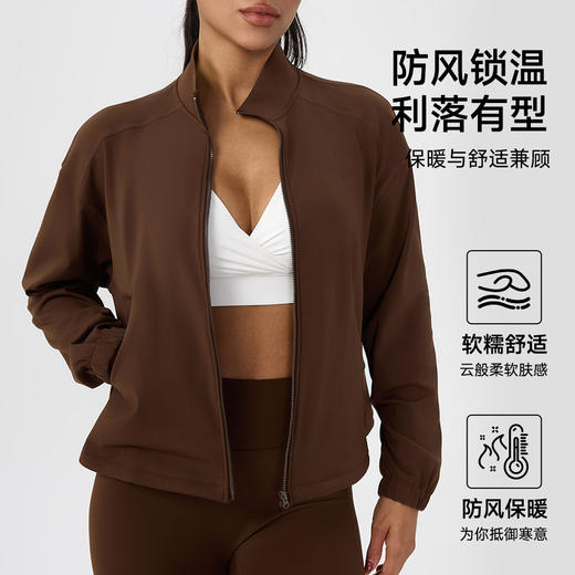 跃牌【欲动春风】系列 女秋冬加绒瑜伽服外套宽松立领拉链上衣保暖健身运动外套52630 商品图3