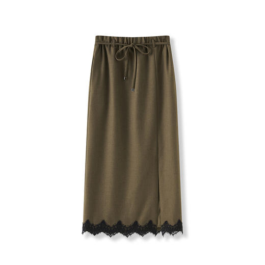 「高货wl」全新升级【铂金会员257/天猫349/差价92】(20741)洛诗琳优雅蕾丝花边拼接半身裙2025秋季侧开叉显瘦直筒裙 商品图4