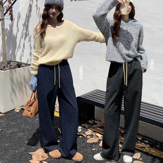 【超模君精选】LUOQIQI绵羊毛牛仔弯刀裤 羊毛牛仔面料柔软舒适又保暖 微弯刀裤型显瘦遮肉 款式时尚百搭不挑人 商品图2