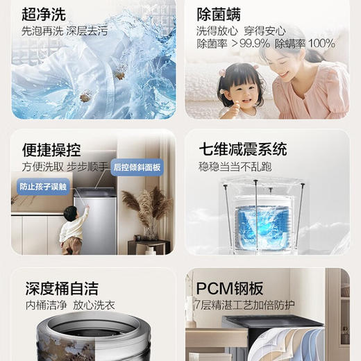 海尔洗衣机全自动家用大容量11公斤纳米微泡净波轮洗衣机 HP电离除菌冷水除螨 468mm大筒波轮洗衣 11公斤大容量+微泡净+HP+直驱+BM27A0 商品图2