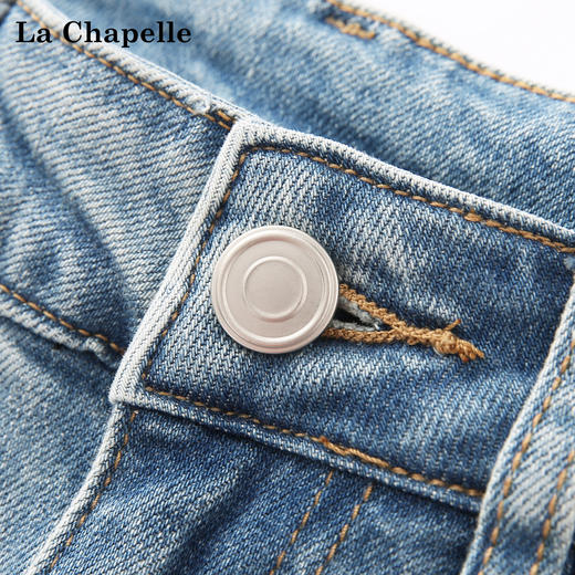 会员福利【官网600+细腿神裤】拉夏贝尔/La Chapelle高腰显瘦设计感小脚牛仔裤2025新款铅笔裤子 商品图2