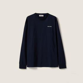 MIU-T 刺绣logo 藏蓝长袖T恤