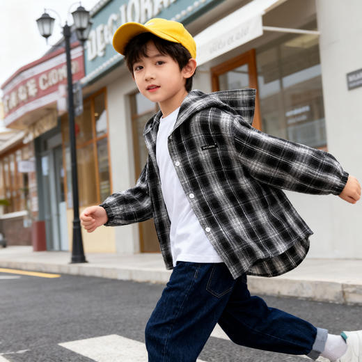 【29.9购】儿童韩系格格上衣丨洋气格子连帽衬衫 中大童80-160码 商品图1