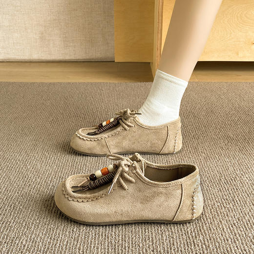 【特妮娜 森系串珠单鞋】柔软舒适鞋面 民族风系带 耐磨橡胶厚底 隐形增高3.5CM 搭衣服不伤脑筋 自然不紧绷F132 商品图6