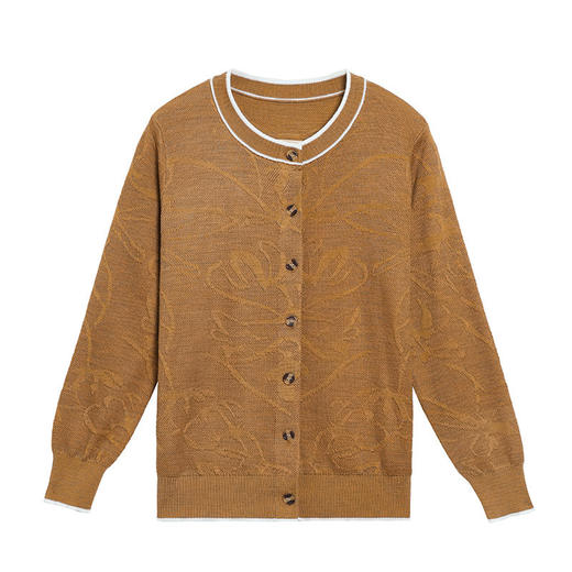 D5—2551秋装薄款开衫外套时尚短袖针织两件套中老年女春秋长袖上衣服 商品图4