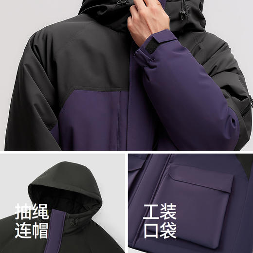 【爆品主推】森马中国国家地理系列羽绒服男防雨防风三防外套情侣工装冬中长款 商品图3
