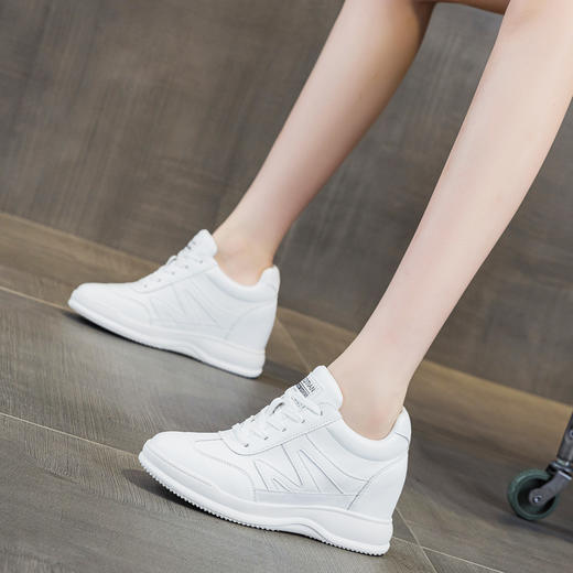 新款内增高真皮百搭运动休闲耐磨韩版小白鞋AM638 商品图0